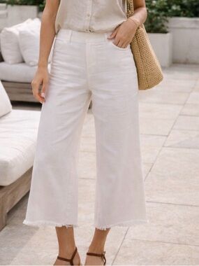 Avenue‎ Montaigne Stretch-Denim Wide-Leg White ALEX Jeans Capsule Wardrobe